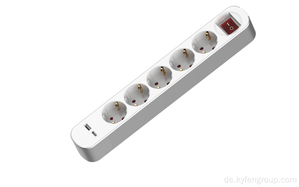 Europäischer 5-Wege-Schuko-Plug und Kabel