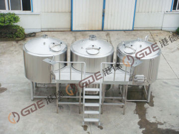 220v / 380v Micro Brewing Equipment Three Vessels Steam Heated Brewhouse For Brewery
