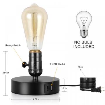 Table Lamp Base with 2 USB Port