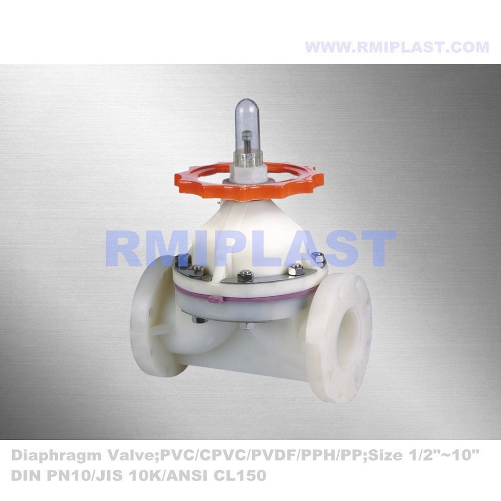 PVDF 다이어프램 밸브 플랜지 엔드 DIN PN10