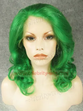 Green Elegant Curly Synthetic Lace Front Wig