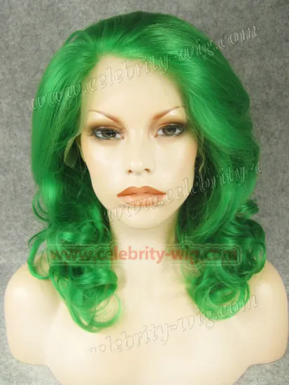 Green Elegant Curly Synthetic Lace Front Wig