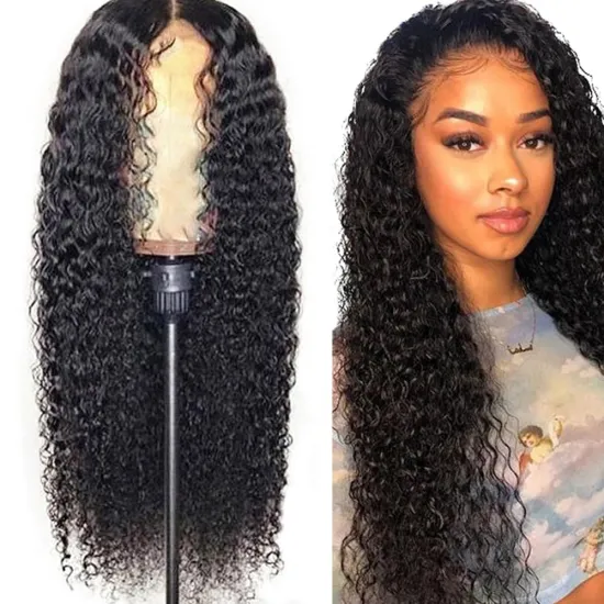 Wholesale Virgin Hair 150% Density 13*4 Lace Front Brazilian Remy   Human Hair wigs  Curly Wave Wig