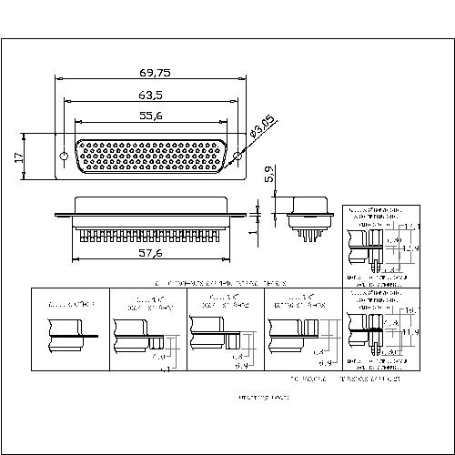 MHDB01-FXXXX D-SUB FEMALE High density Solder type Machine 104 Pin