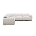 Ensemble de canapé inclinable d'angle électrique en peluche blanche en peluche