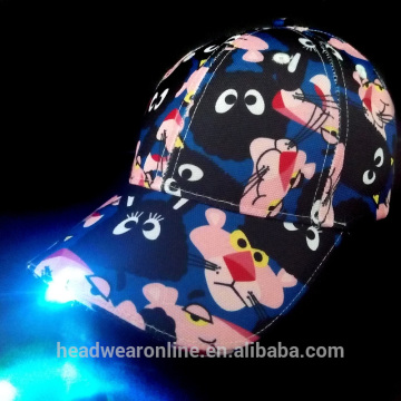 custom 100% canvas printing Led lights baseball caps and hat