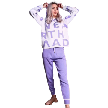 Women's Knitted Letter Tops and Pants Pockets Two-Piece Sweater Set