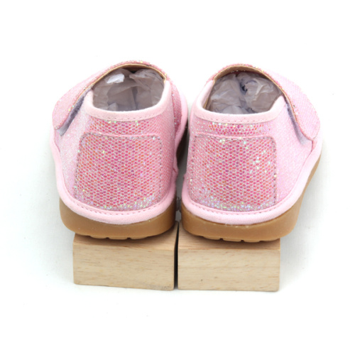 Niños Fancy Pink Colors Zapatos Squeaky con purpurina para niños pequeños