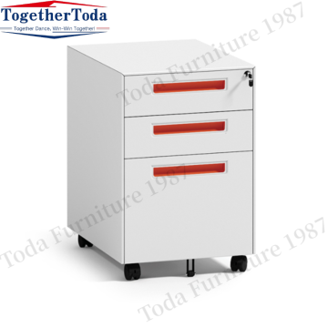 Modern office movable file cabinet with 3 drawers