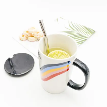 porcelain mug travel mug with spoon ceramic mug