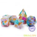 Bescon Magical Stone Dice Set Series, 7pcs Polyhedral RPG Dice Set Fairy Spirit, Tinbox Set