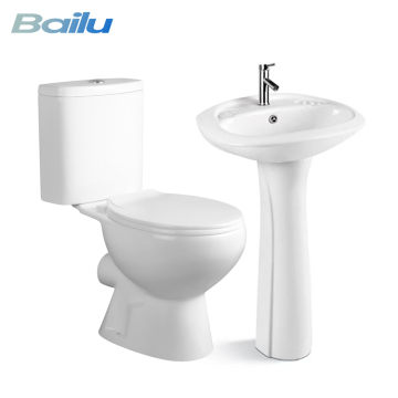 One-Piece Toilet Suite: Bathroom Sanitary Ware Set with Pedestal Sink