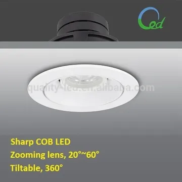 Zoom lens tiltable 12W 24W Sharp COB LED ceiling downlights