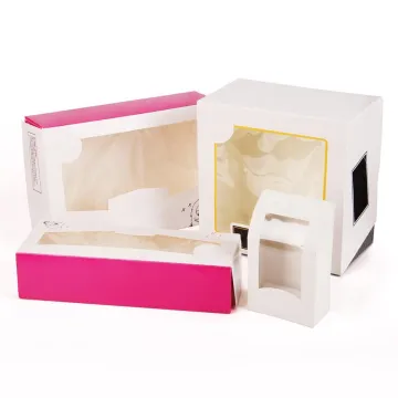 Disposable Custom Printed Food Packing: Small Cake Bakery Paper Box with Window