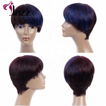 large head short Indian remy hair lace front wig for black women