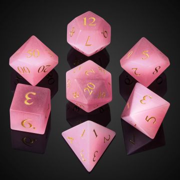 Cat's Eye Gemstone DND dobbelstenen set, 7PCS handgemaakte stenen dobbelstenen set voor kerkers en draken tafelblad rollenspel