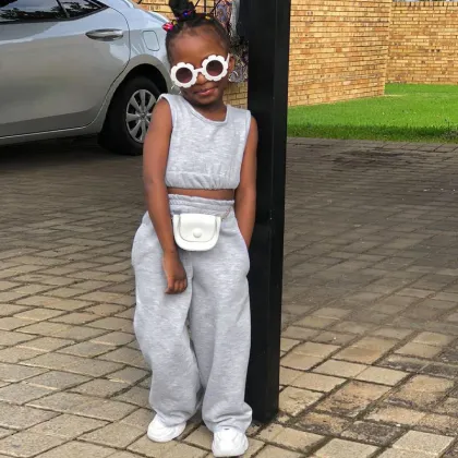 Summer Kids Girls Boutique Clothing Sets: Slim Fit Sweatpants and Sports Jogger Pants