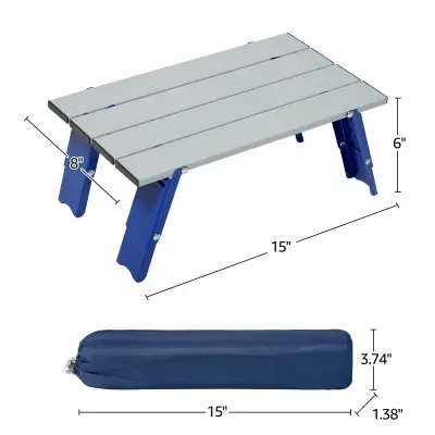 Mini Folding Aluminum Retractable Legs Carry Bag Included Camping Table