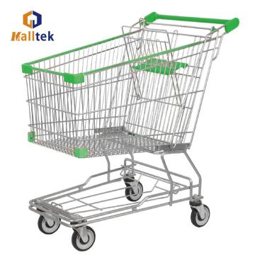 Trolley Belanja Supermarket Asia Hijau Berlapis Seng