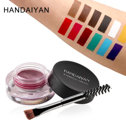 Vegan Waterproof Eyebrow Gel Cream Makeup with Brush - 12 Color Options for Cosplay