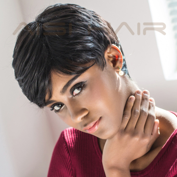Aisi Hair Wholesale Short Women Wig New Design Short Pixie Cut Heat Resistant Synthetic Black Hair Wig For Black Women