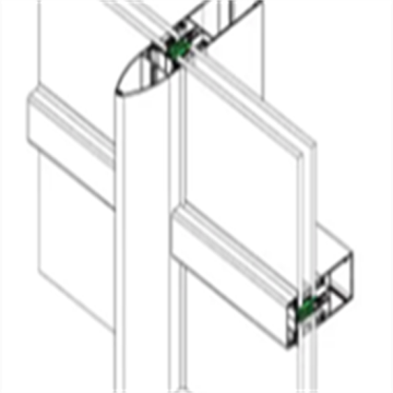 Aluminium extrusieprofiel gordijnwand, met glas