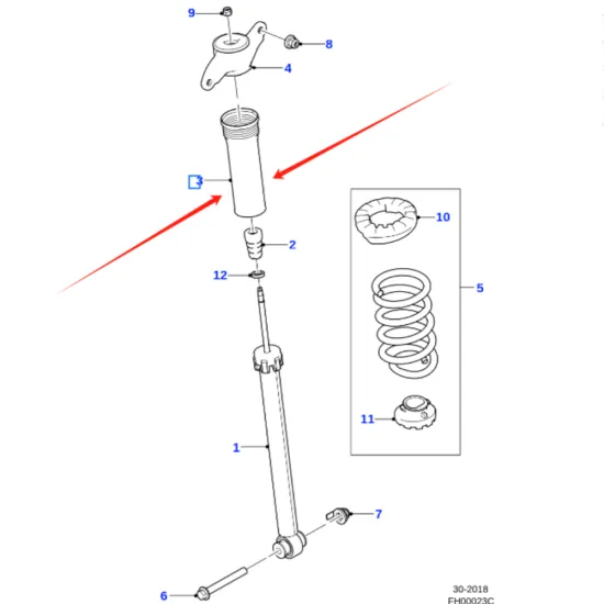 Rear Shock Absorber Dust Jacket for Jaguar XJ, XE, F-PACE, 2016 Land Rover Models: LR090657, T4N7368