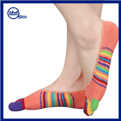 Yhao Summer Colorful Strip Pattern Invisible Socks Toes Socks