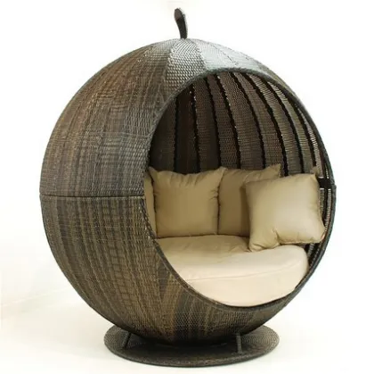 Outdoor Rattan Tanning Bed with Awning Furniture