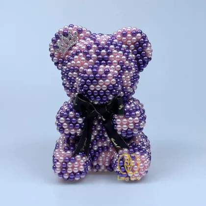 Luxurious Handcrafted PE Foam Bear Rose Teddy Bear with Pearl