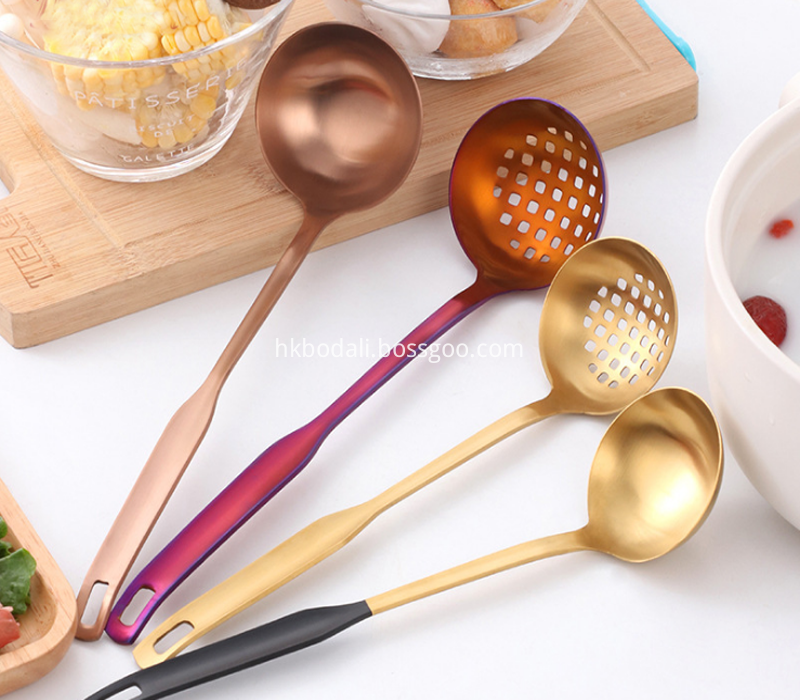 304 stainless steel brushed four-color hot pot spoon