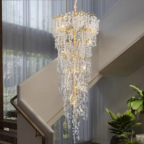 Cherry Blossom String Chandelier: Customized Light Luxury Glass Pendant for Villa Halls