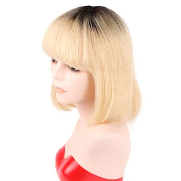 Peruvian Human Hair Wig 1b/613 Lace Front Bob Wig Overnight Shipping 1b 613 Bob Ombre Wig