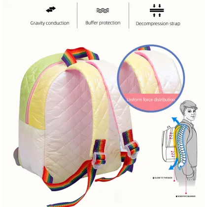 Quilted children's backpack/Rainbow cartoon backpack