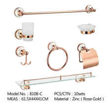 Juego de accesorios de baño de latón montado en la pared de oro rosa clásico de venta superior