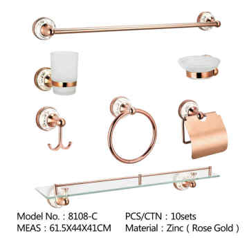 Top Sale Classic Rose Gold Wall Mounted Brass Bathroom Accessories Set