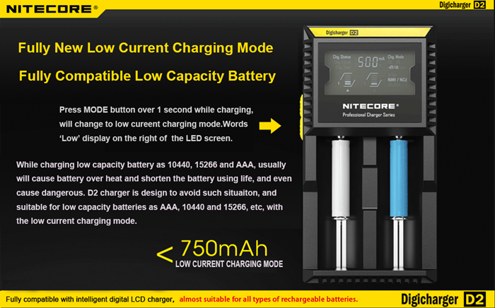 100% Original Nitecore D2 Battery Charger