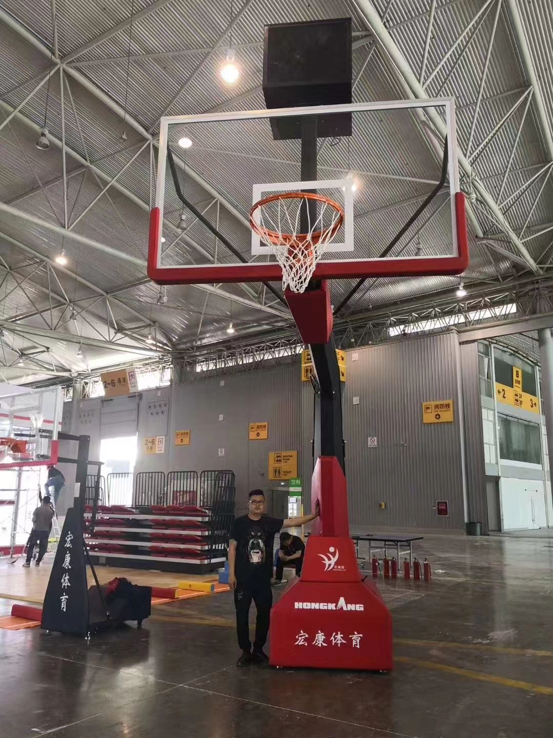 FIBA standard electric foldable Basketball hoop Stand