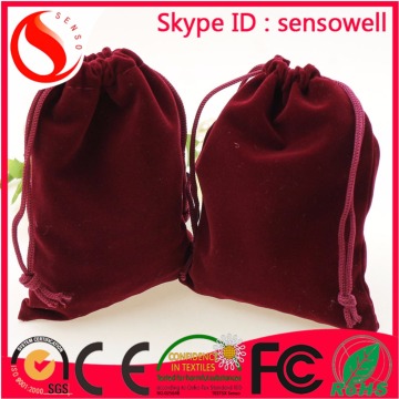 Custom printed velvet drawstring pouch fabric gift bags wholesale