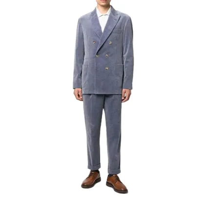 OEM Tailor Made Double Breasted groom wear wedding suit Men's Corduroy Suits for men