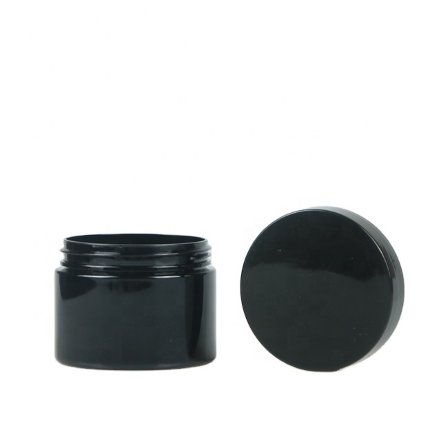 Plastic pet 150g black jar with black lid