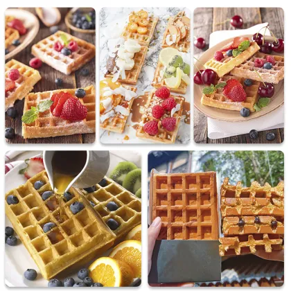 OEM Custom Commercial Square Waffle Making Machine with Adjustable Thermostat for Snack Foods