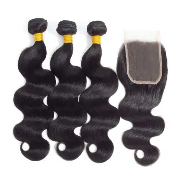 Virgin Hair Weave 3 Bundles With 4*4 Lace Closure Unprocessed Virgin Human Hair