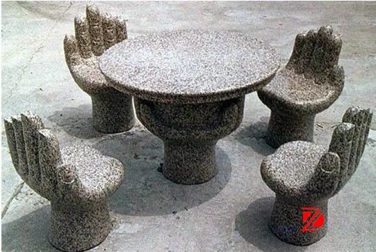 hand shape granite round table and chair