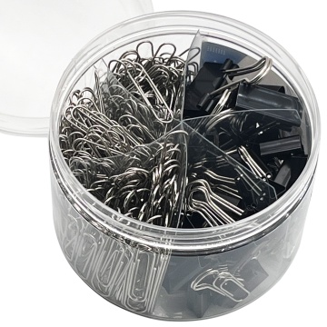 Customized 340pcs Black Metal Paper Clip Set - Multi-Function Office Organizer