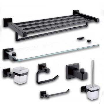 Matte Black Towel Shelf & Stainless Steel Bathroom Accessory Sets - Wholesale