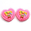 Beautiful Artificial Resin Craft Heart Cake Bowknot Cherry Ornament Simulation Food Cabochon Bead Charm Dollhouse DIY Art Craft