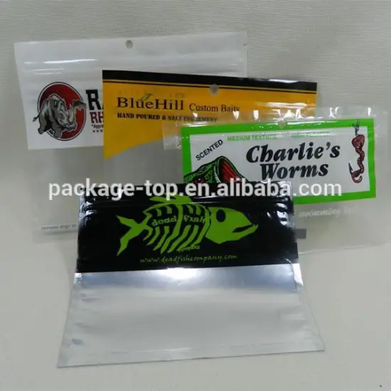 custom printed clear plastic pillow bags fishing bait bag