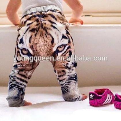 CL12 Winter baby boys and girls plus velvet harem pants tiger print pants