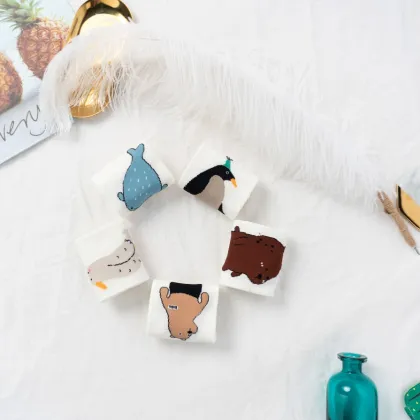 Animal Bear Printed Boat Socks Collection